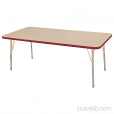 ECR4Kids 30in x 60in Rectangle Everyday T-Mold Adjustable Activity Table Maple/Red/Sand - Standard Swivel 565353072